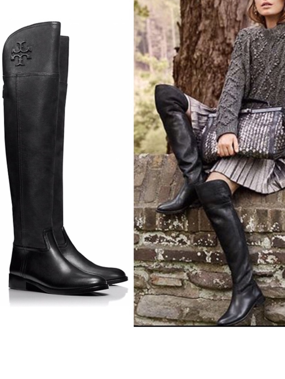 🪻Tory Burch Black Leather Over-the-Knee Boots - Picture 5 of 7
